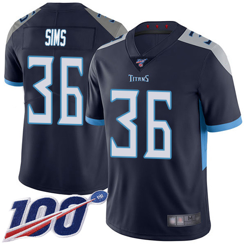 Tennessee Titans Limited Navy Blue Men LeShaun Sims Home Jersey NFL Football #36 100th Season Vapor Untouchable->tennessee titans->NFL Jersey